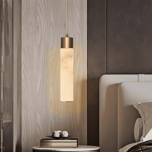 Alabaster Chandelier Over Dining Table - Scandinavian Dining Fixtures