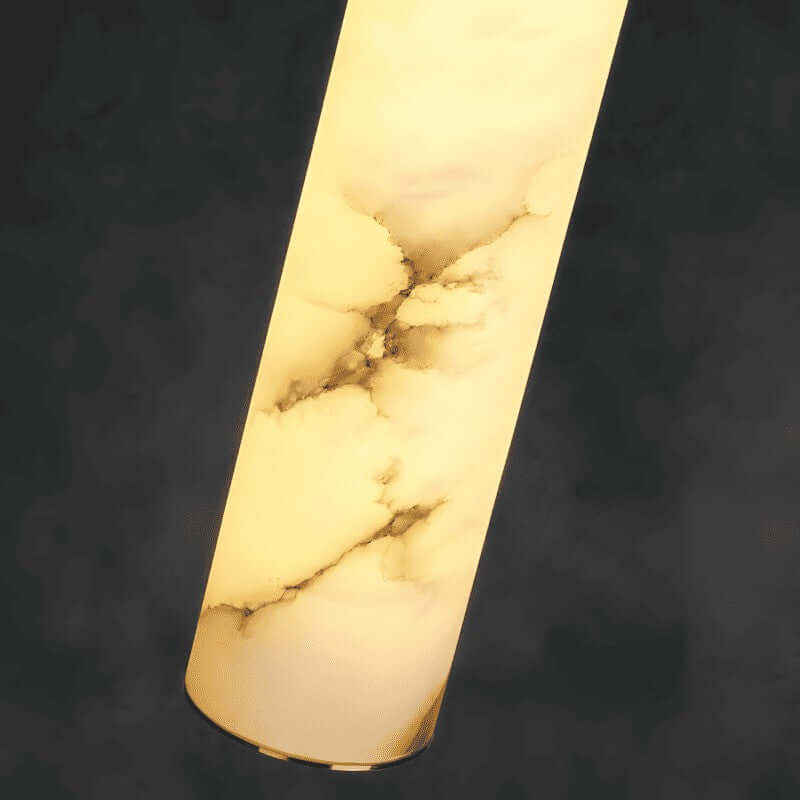 Alabaster Chandelier Over Dining Table - Scandinavian Dining Fixtures