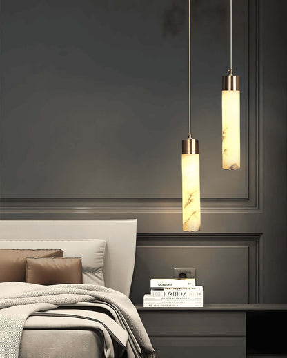 Alabaster Chandelier Over Dining Table - Scandinavian Dining Fixtures