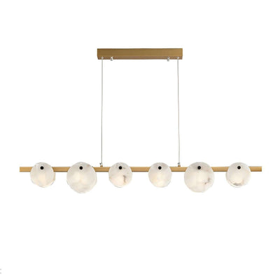 Frumix alabaster linear chandelier featuring 6 lights, mid century modern design, perfect for stylish spaces.