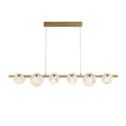 Frumix alabaster linear chandelier featuring 6 lights, mid century modern design, perfect for stylish spaces.