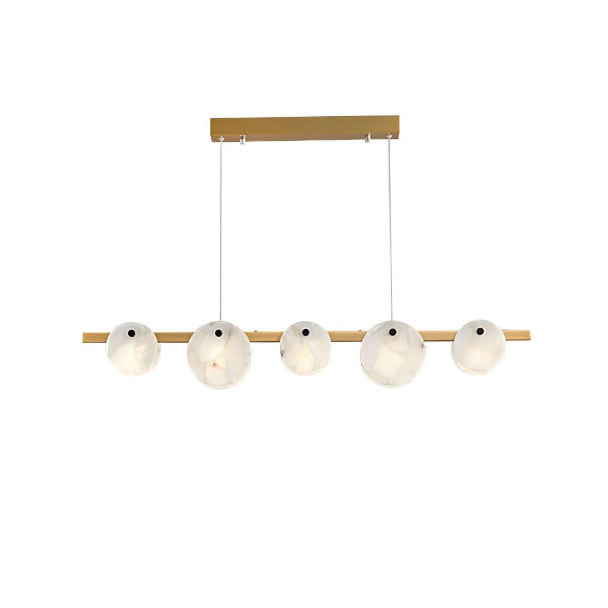 Frumix Linear 5-Light Alabaster Chandelier, Mid Century Modern Lighting, L 39.4" x H 5.9"