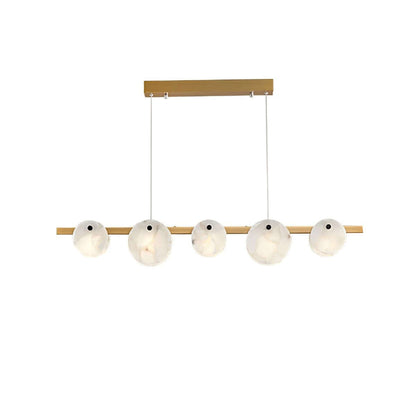 Frumix Linear 5-Light Alabaster Chandelier, Mid Century Modern Lighting, L 39.4" x H 5.9"