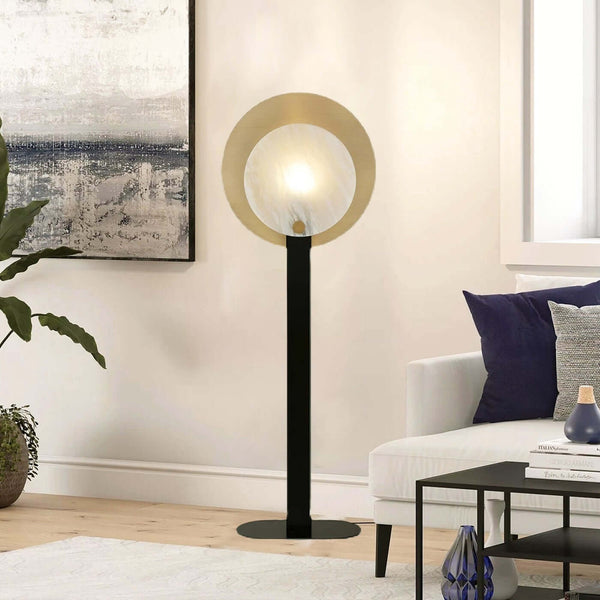 Jivara Floor Lamp - Elegant Alabaster Modern Black Floor Lamp