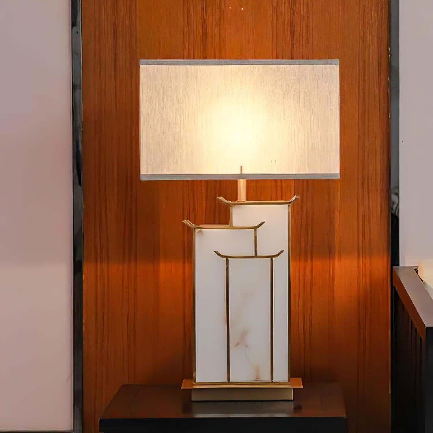 Livon Alabaster Table Lamp - Mid Century Modern Gold Table Lamp