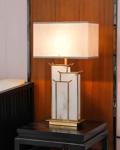 Livon Alabaster Table Lamp - Mid Century Modern Gold Table Lamp
