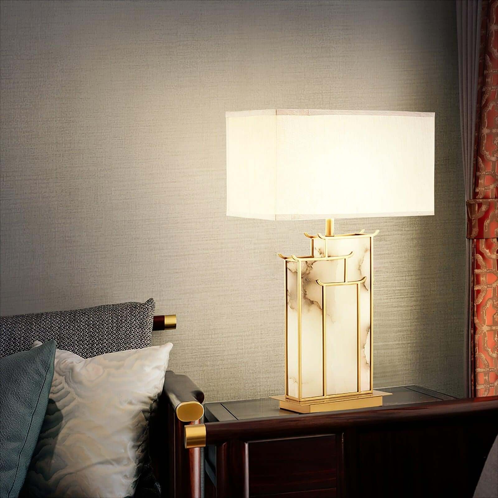 Livon Alabaster Table Lamp - Mid Century Modern Gold Table Lamp