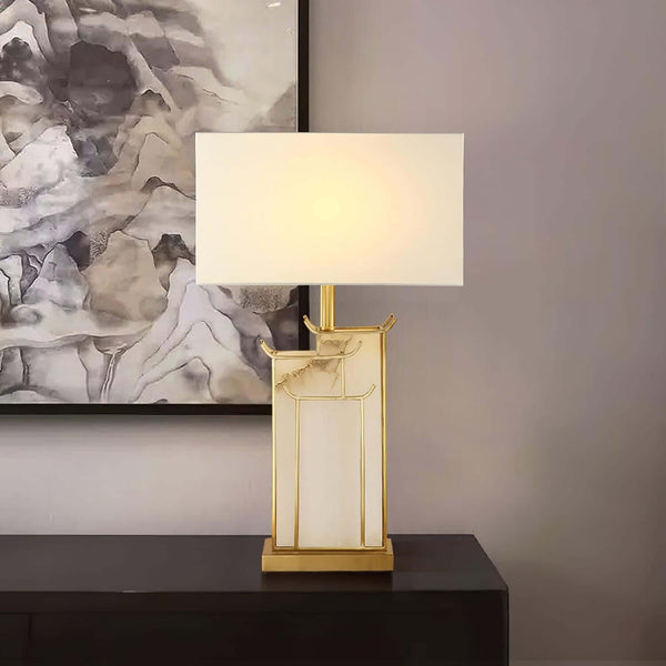 Livon Alabaster Table Lamp - Mid Century Modern Gold Table Lamp
