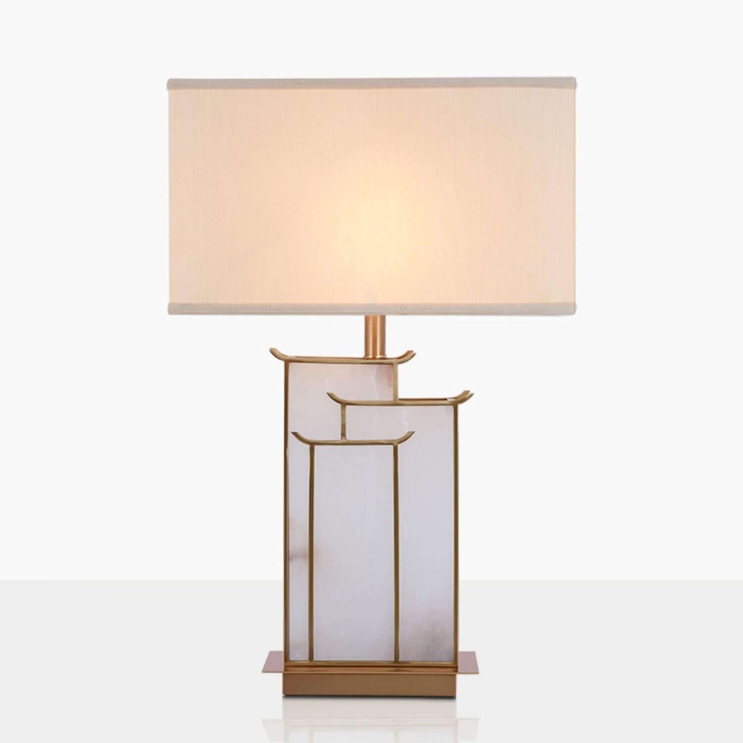 Livon Alabaster Table Lamp - Mid Century Modern Gold Table Lamp