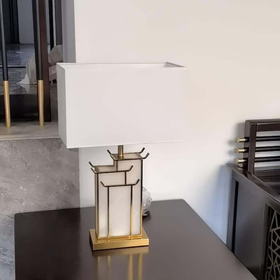 Livon Alabaster Table Lamp - Mid Century Modern Gold Table Lamp