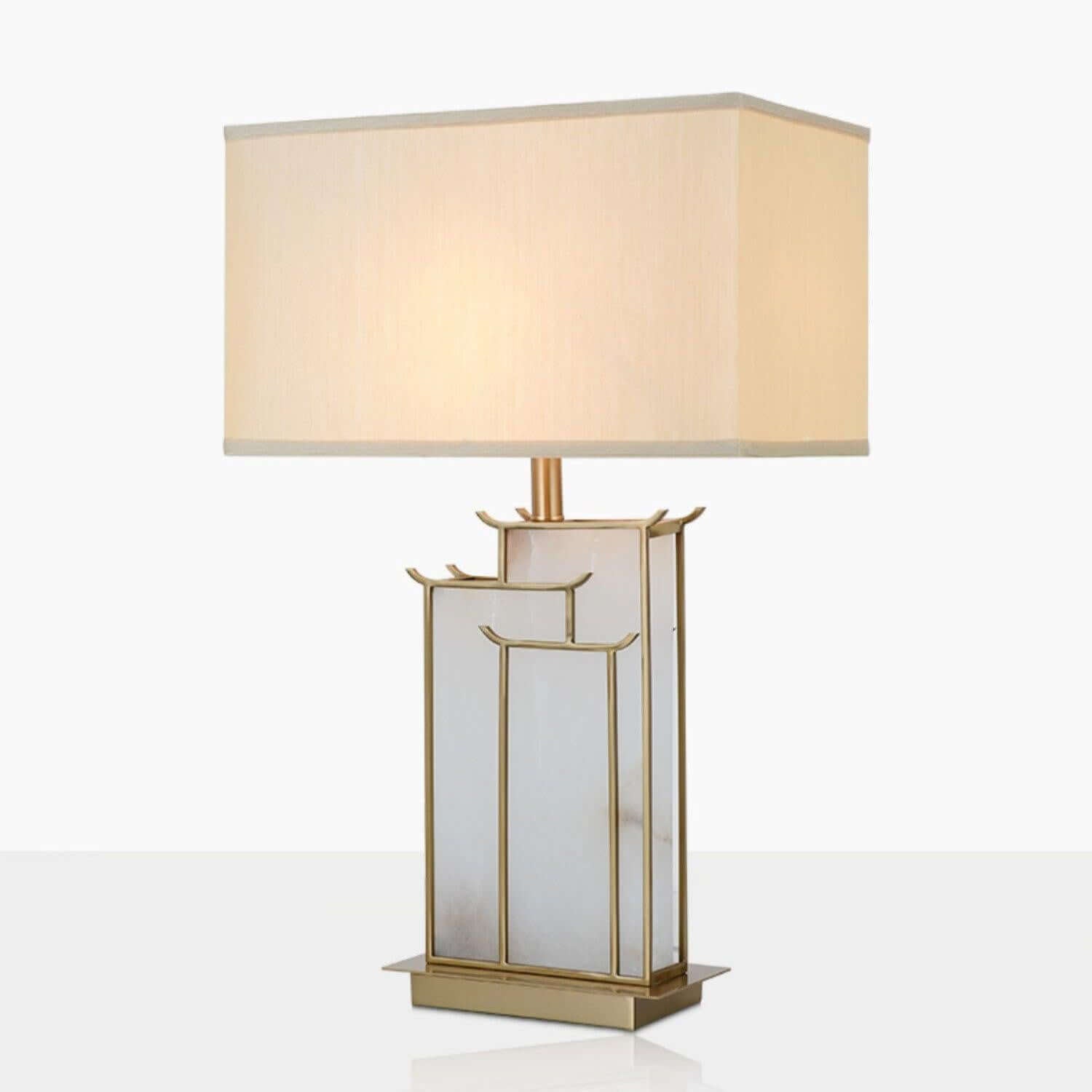 Livon Alabaster Table Lamp - Mid Century Modern Gold Table Lamp