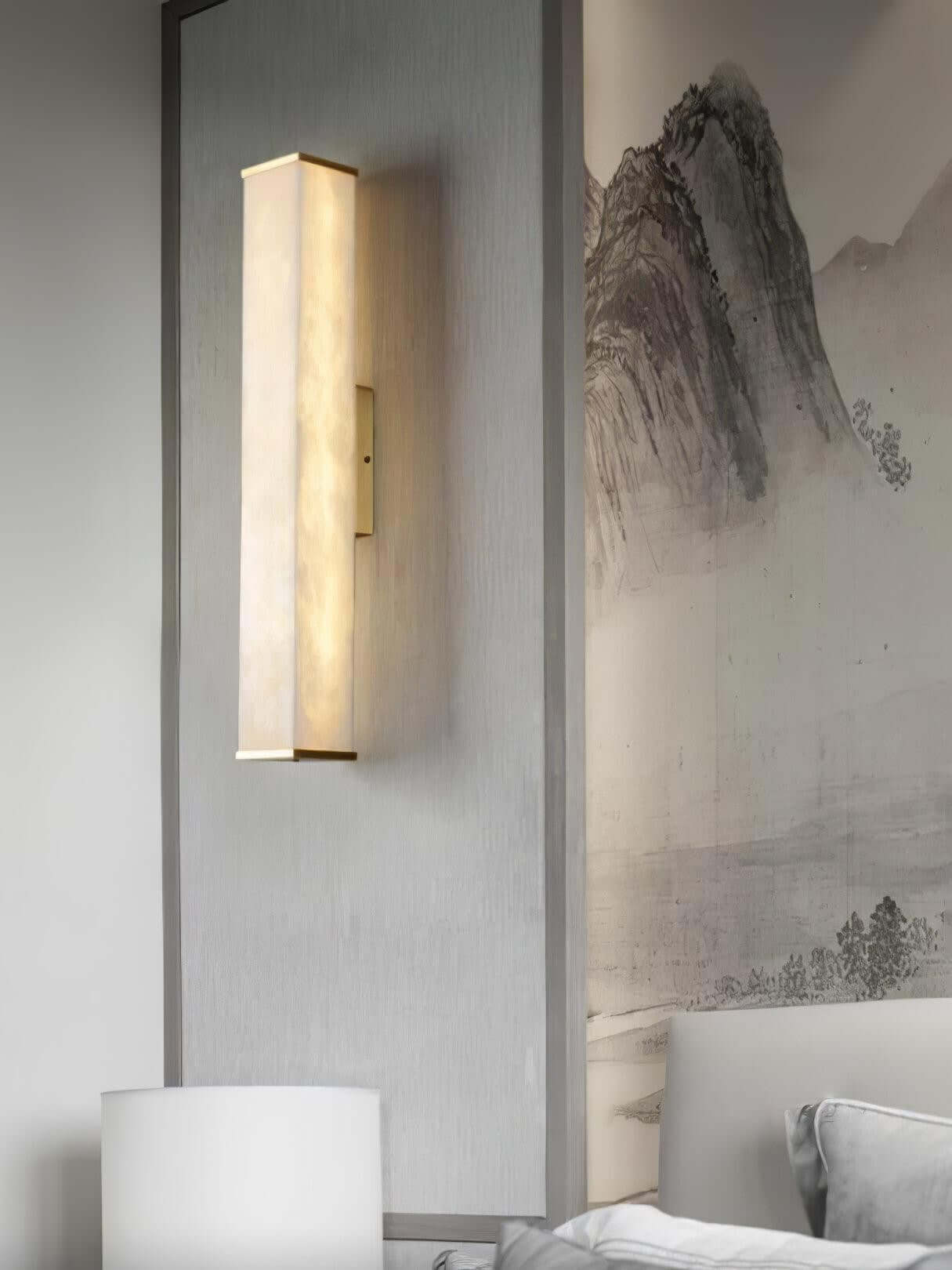 Lunox Wall Sconce – Alabaster Sconce & Brass Wall Light