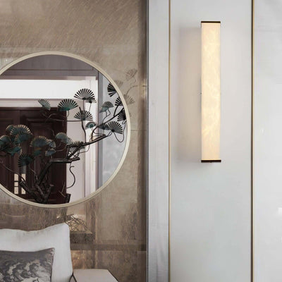 Lunox Wall Sconce – Alabaster Sconce & Brass Wall Light