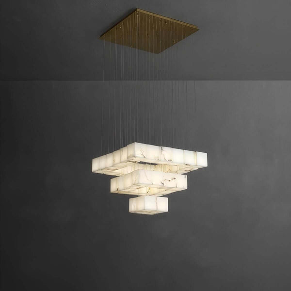 Zovrix Alabaster Chandelier – Long Great Room Lighting