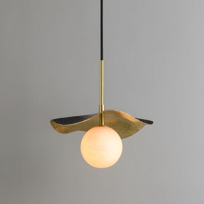Montera Pendant Light: contemporary alabaster pendant light for dining room or kitchen island, with unique design.