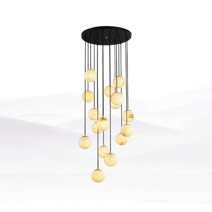 Oquven Chandelier – Alabaster Staircase Statement Light