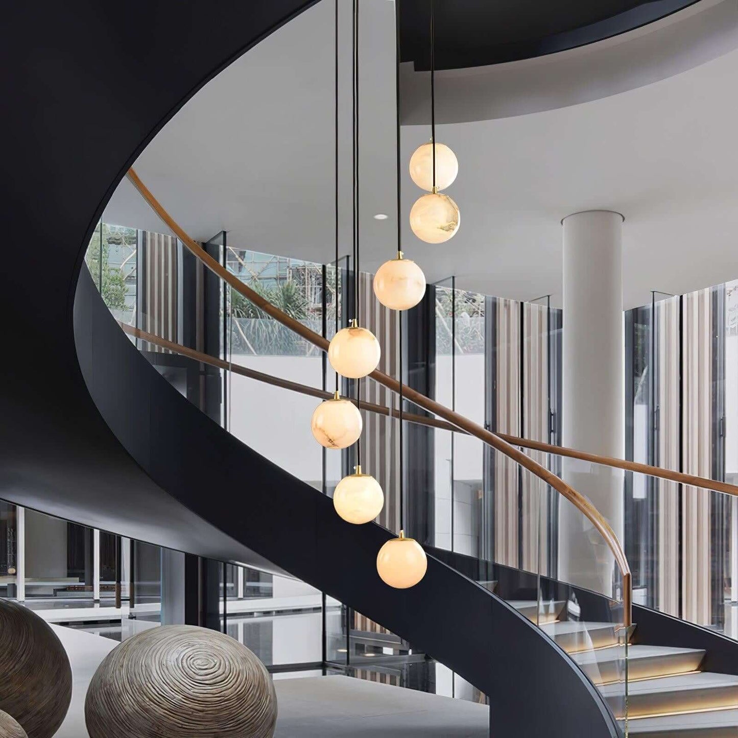 Oquven Chandelier – Alabaster Staircase Statement Light