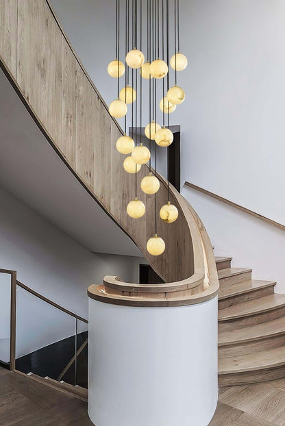 Oquven Chandelier – Alabaster Staircase Statement Light