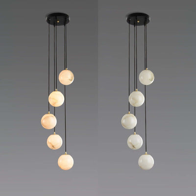 Oquven Chandelier – Alabaster Staircase Statement Light