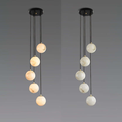 Oquven Chandelier – Alabaster Staircase Statement Light