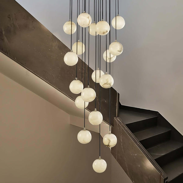 Oquven Chandelier – Alabaster Staircase Statement Light