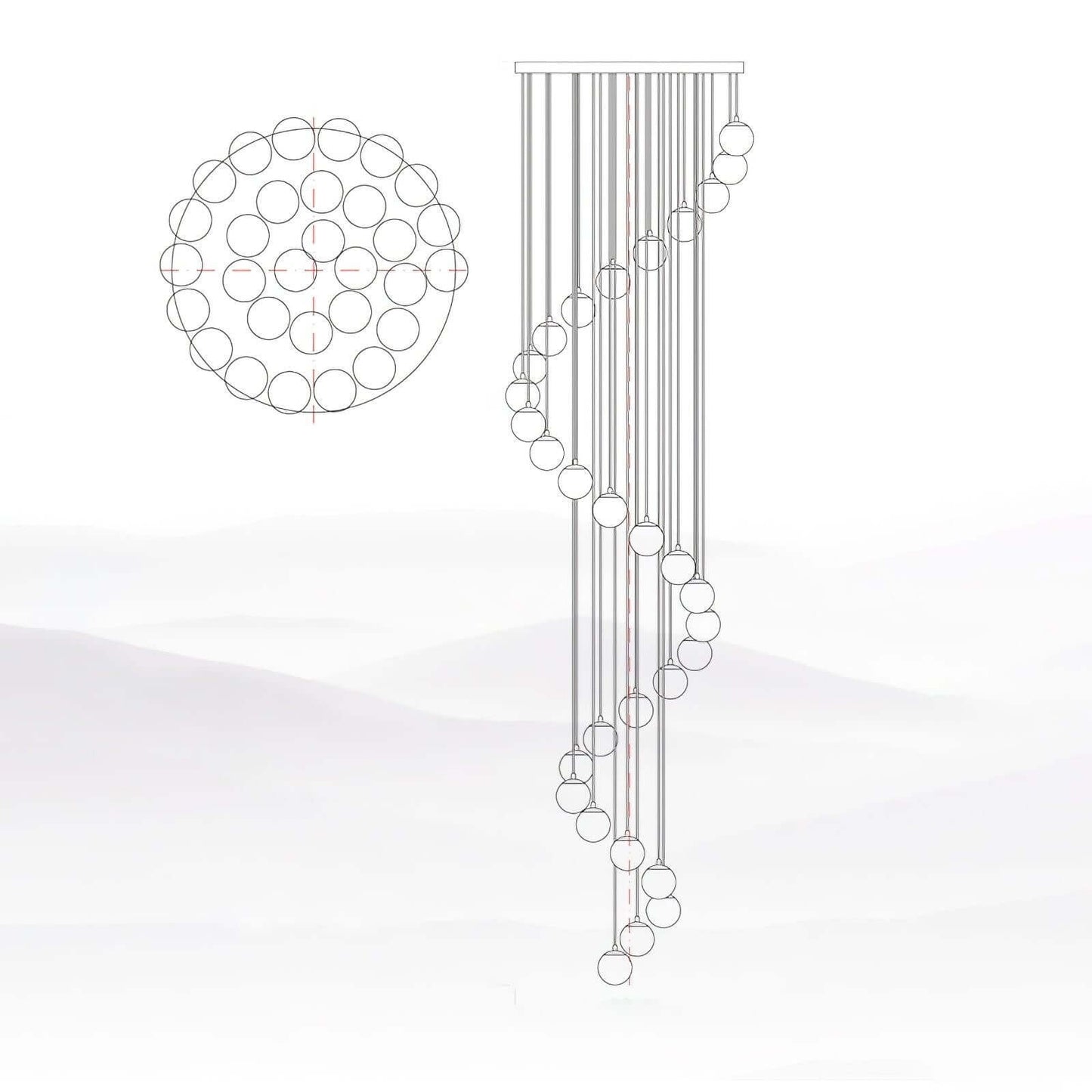 Oquven Chandelier – Alabaster Staircase Statement Light