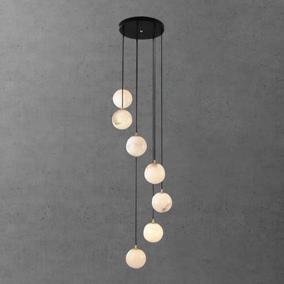 Oquven Chandelier – Alabaster Staircase Statement Light