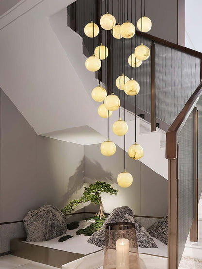 Oquven Chandelier – Alabaster Staircase Statement Light