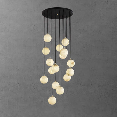 Oquven Chandelier – Alabaster Staircase Statement Light