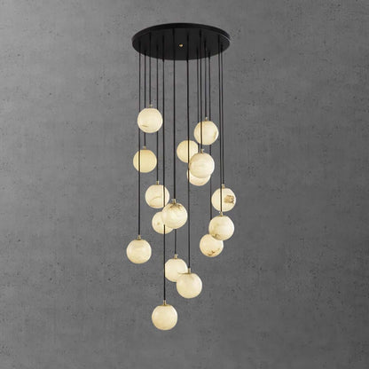Oquven Chandelier – Alabaster Staircase Statement Light