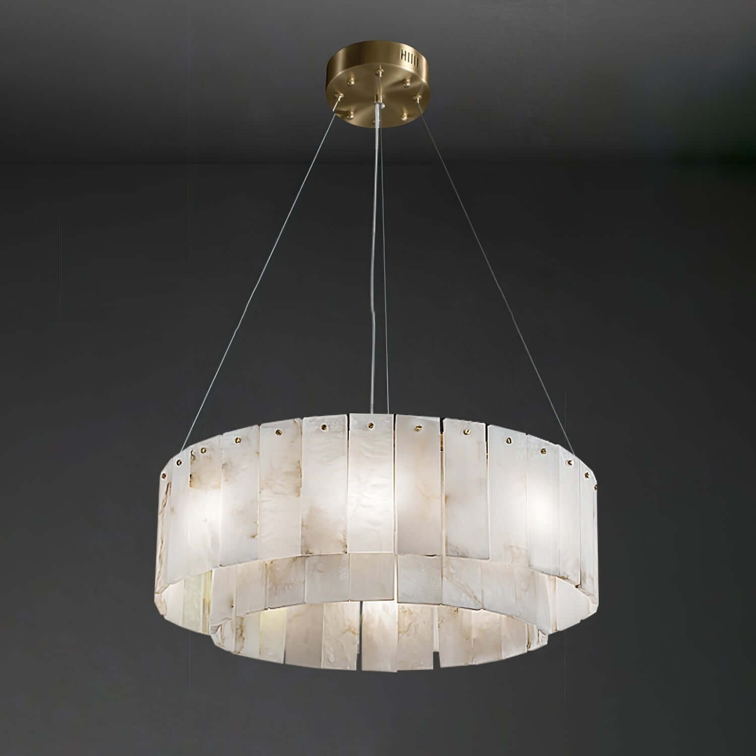 Solvani alabaster chandelier, Victorian style, elegant white lighting fixture in round design with gold accents.