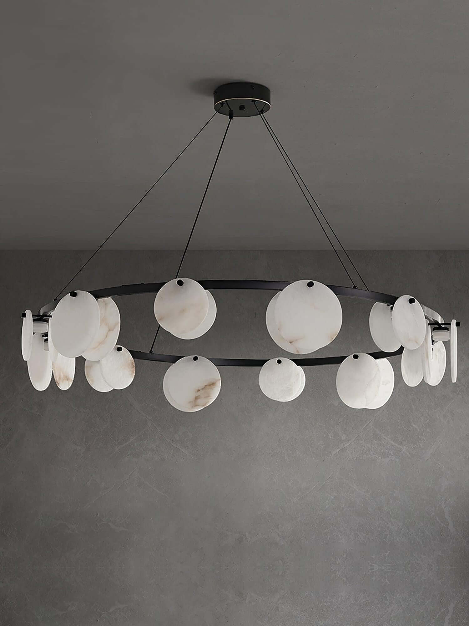 Vezino Alabaster Brass Chandelier | Elegant Bedroom Light