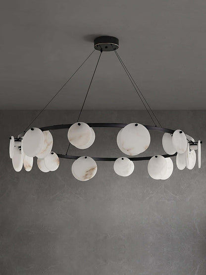 Vezino Alabaster Brass Chandelier | Elegant Bedroom Light
