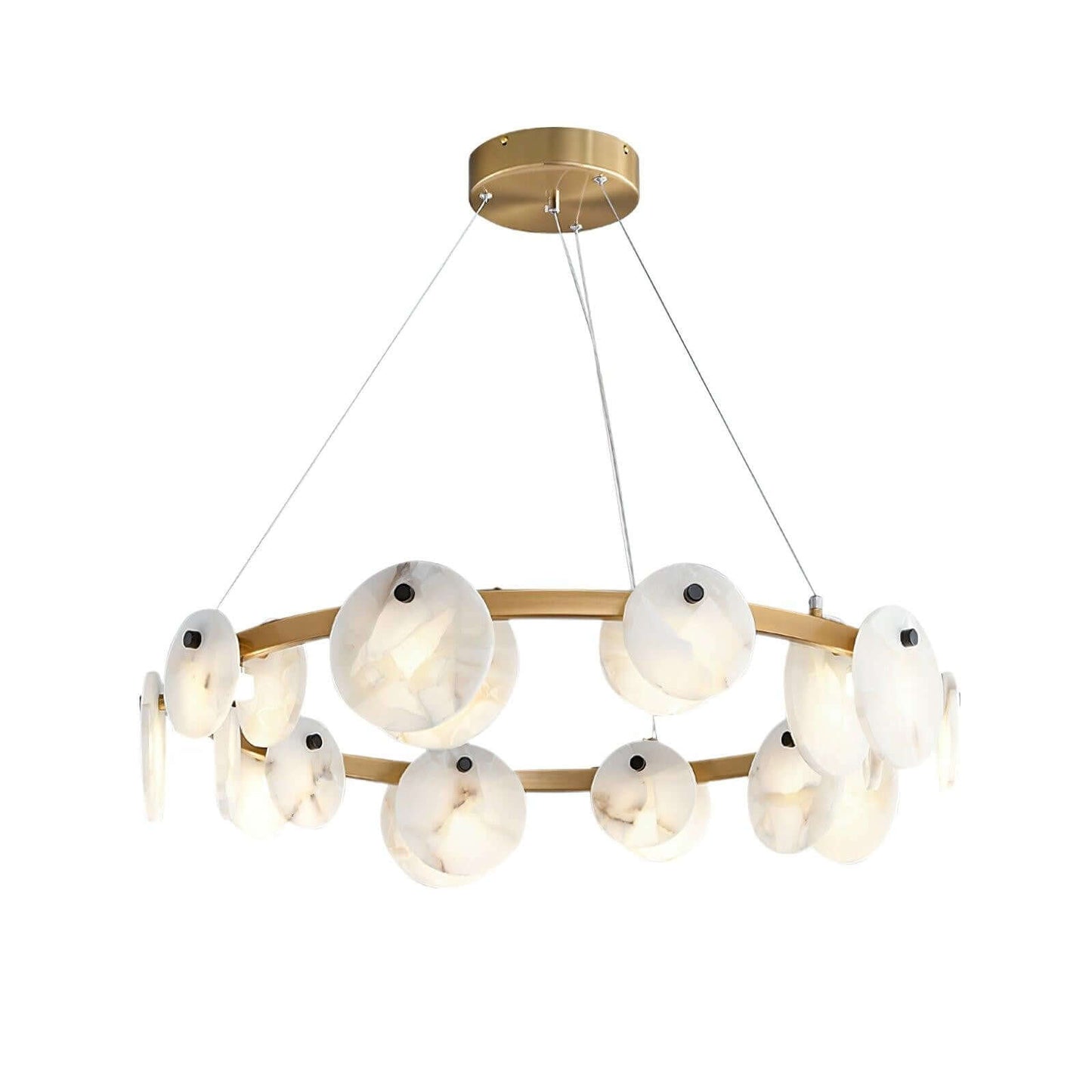 Vezino Alabaster Brass Chandelier | Elegant Bedroom Light