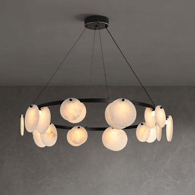 Vezino Alabaster Brass Chandelier | Elegant Bedroom Light