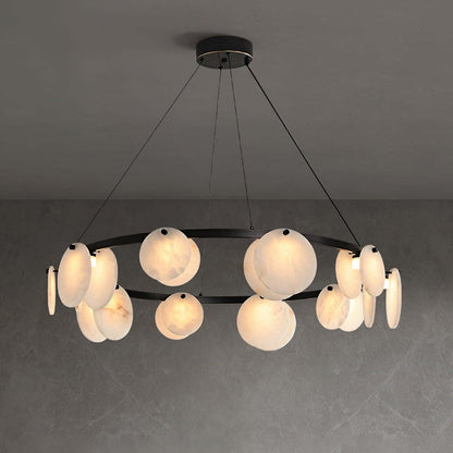 Vezino Alabaster Brass Chandelier | Elegant Bedroom Light