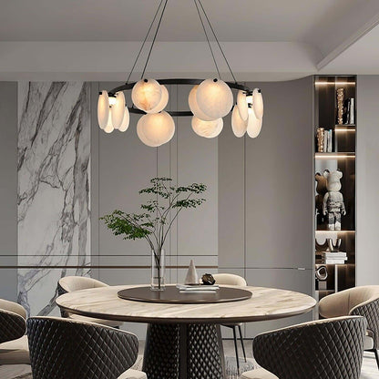 Vezino Alabaster Brass Chandelier | Elegant Bedroom Light