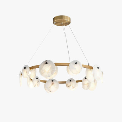 Vezino Alabaster Brass Chandelier | Elegant Bedroom Light