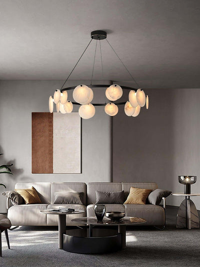 Vezino Alabaster Brass Chandelier | Elegant Bedroom Light