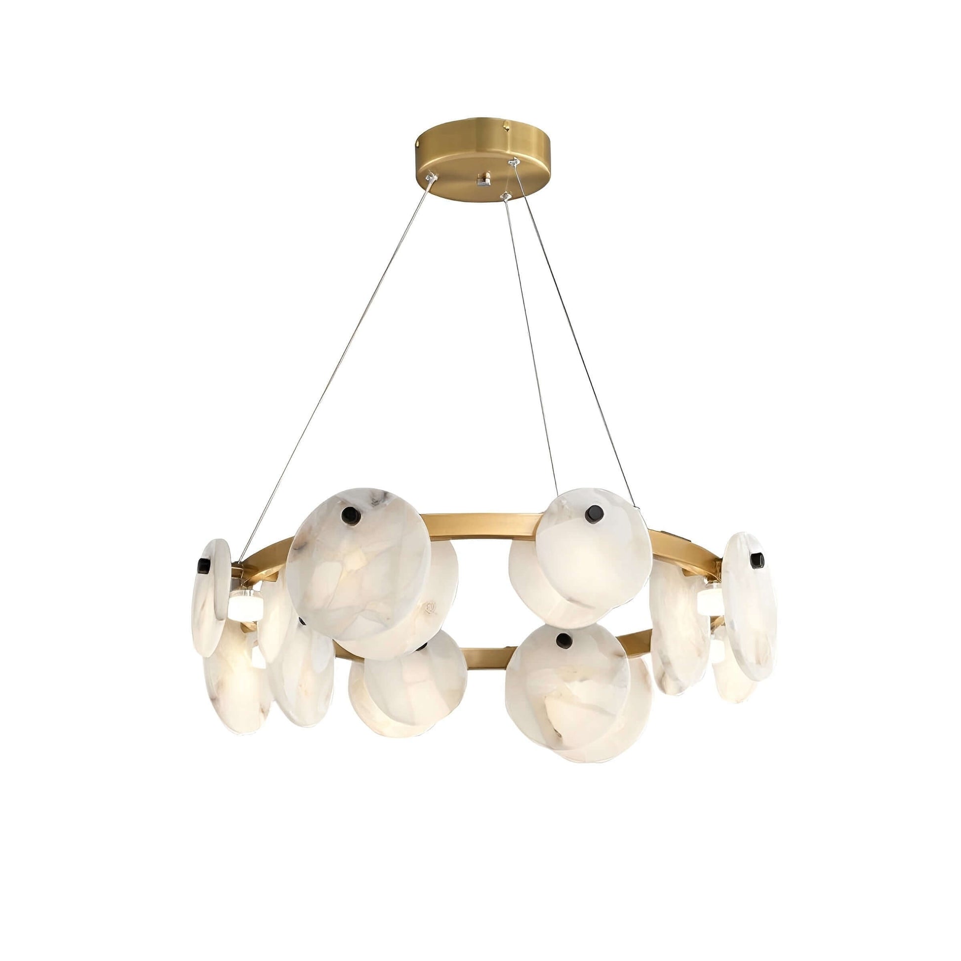 Vezino Alabaster Brass Chandelier | Elegant Bedroom Light