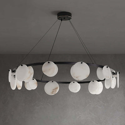 Vezino Alabaster Brass Chandelier | Elegant Bedroom Light