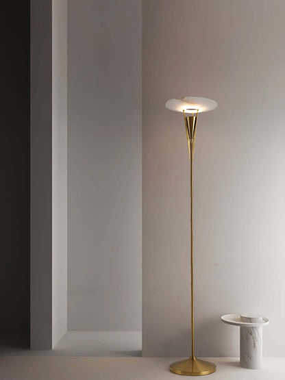 Vylara Floor Lamp - Minimalist Alabaster Corner Lamp for Living Room