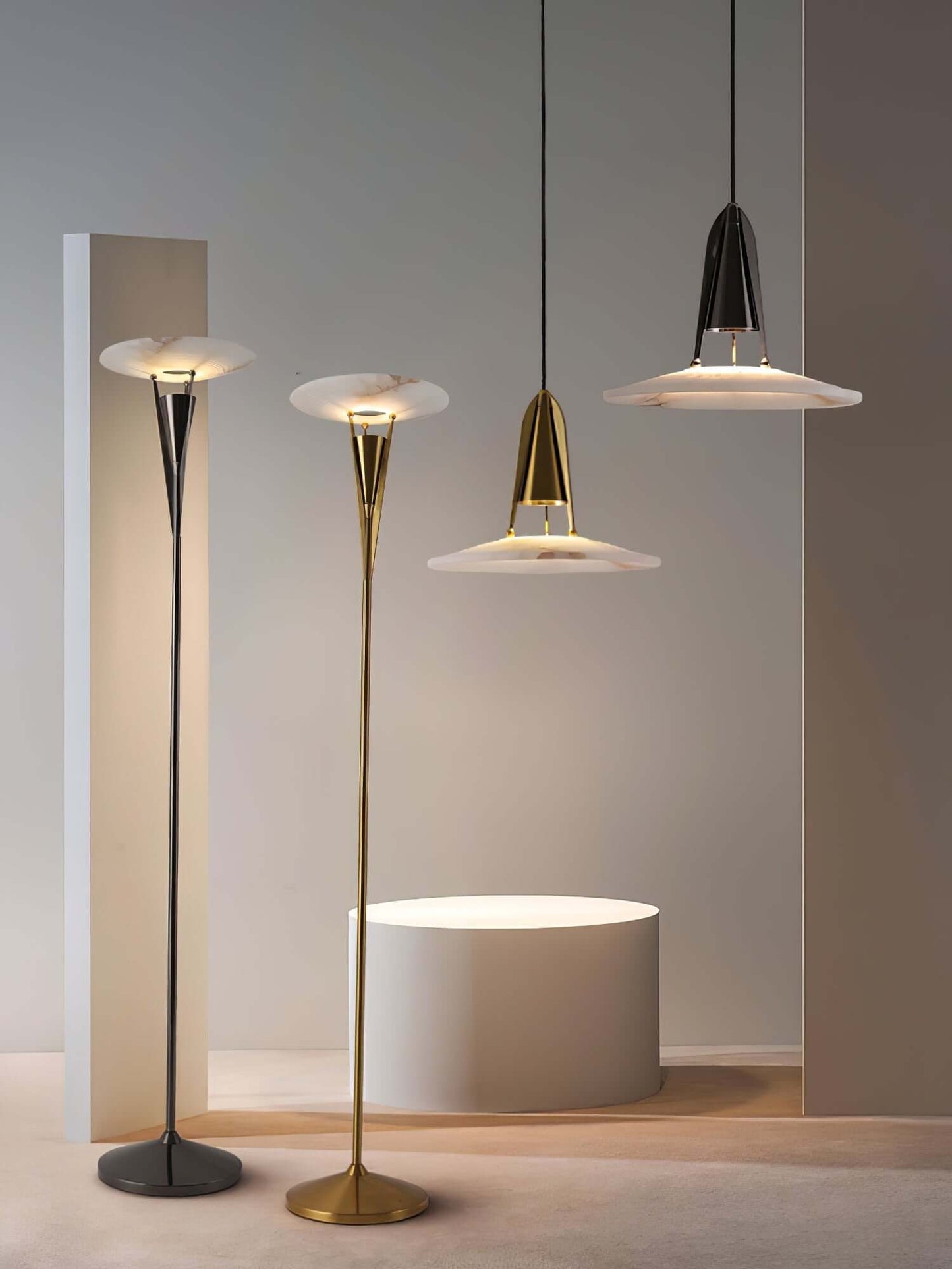 Vylara Floor Lamp - Minimalist Alabaster Corner Lamp for Living Room