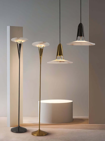 Vylara Floor Lamp - Minimalist Alabaster Corner Lamp for Living Room
