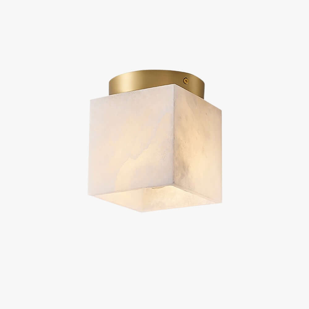 Vylora Ceiling Light | Brass Flush Mount & Alabaster Fixture