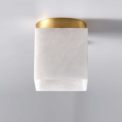 Vylora Ceiling Light | Brass Flush Mount & Alabaster Fixture