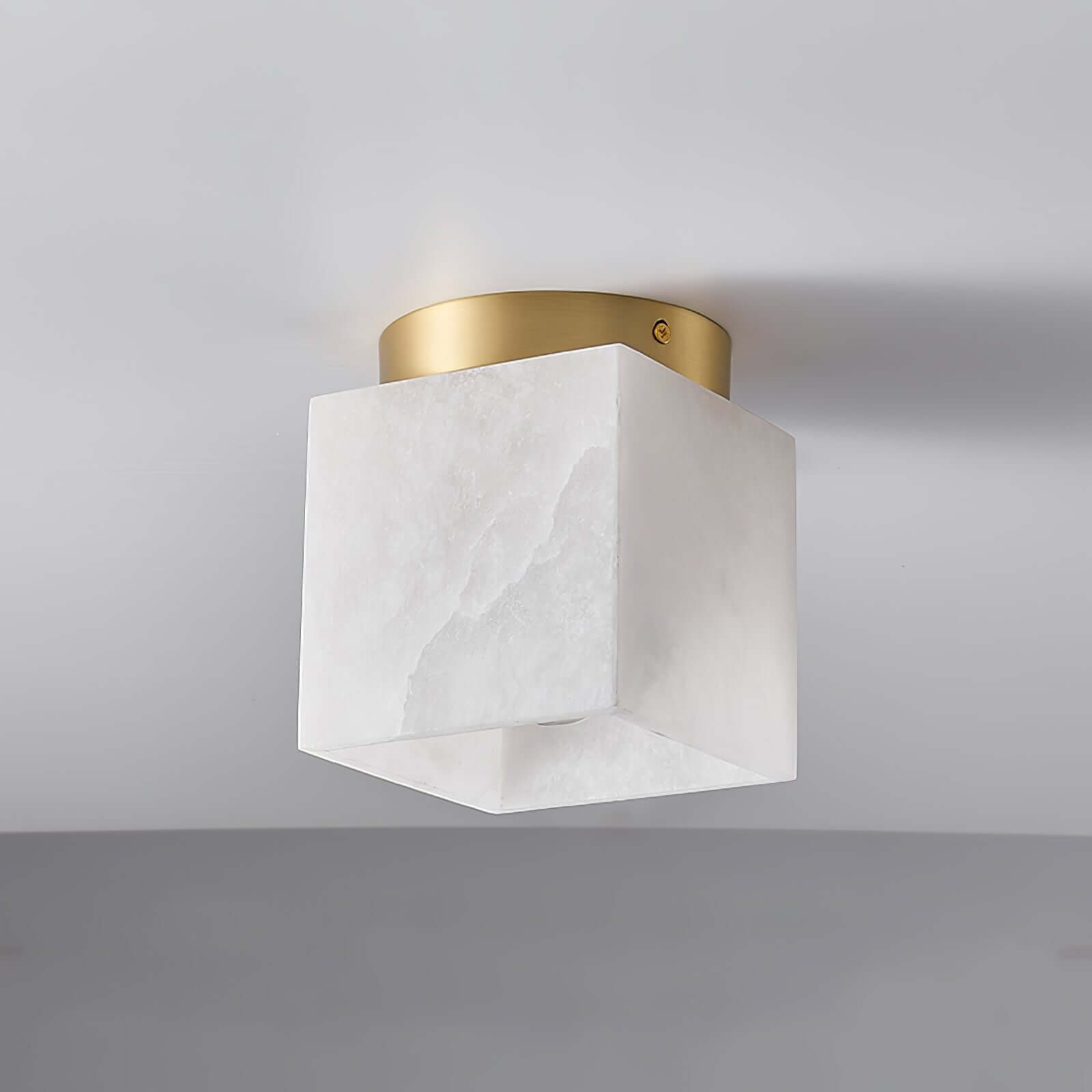 Vylora Ceiling Light | Brass Flush Mount & Alabaster Fixture