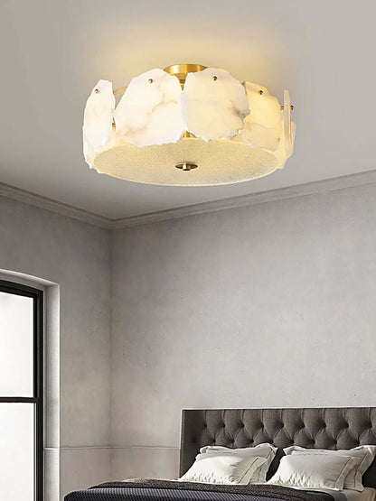 Xelora Ceiling Light | Alabaster Flush Mount for Bedrooms & More