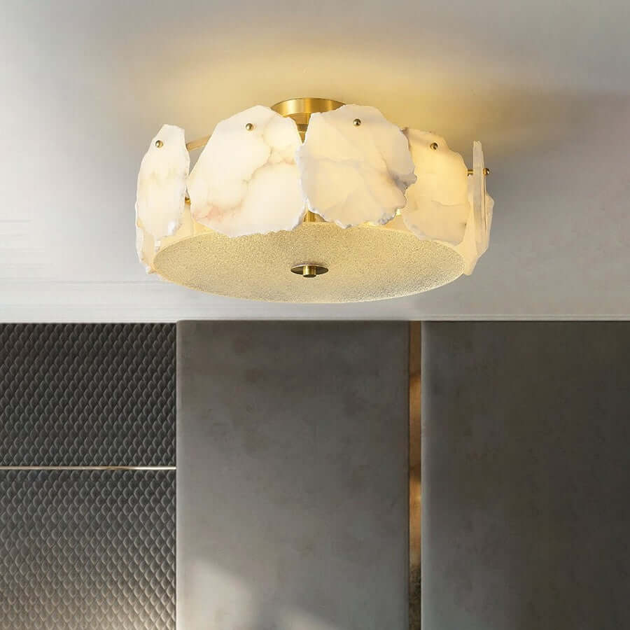 Xelora Ceiling Light | Alabaster Flush Mount for Bedrooms & More