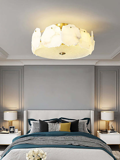 Xelora Ceiling Light | Alabaster Flush Mount for Bedrooms & More